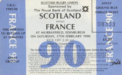 null Lot de 10 billets de rencontres de l'équipe de France entre 1990 et 1999 face...