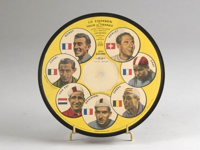 null Disque 'La chanson du Tour de France' avec en illustration Bobet, Koblet, Coppi,...