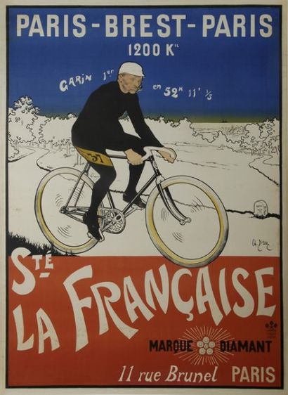 null Affiche des cycles 'La Française' Paris-Brest-Paris 1200 km par Garin 1er en...