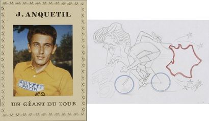 null Anquetil Jacques. Livret sur la carrière du coureur, illustré de dessin de Pellos,...