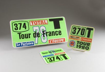 null Lot de 3 plaques pour le Tour de France 1978 et 1980. Différents formats. L...