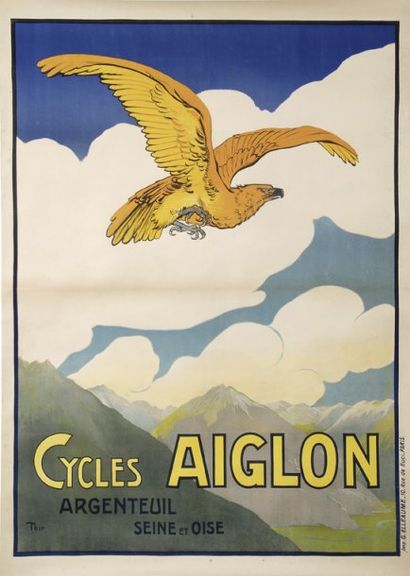null Affiche des 'Cycles Aiglon'. Signée Thor. Circa 1900. Imprimerie G. Elleaume....