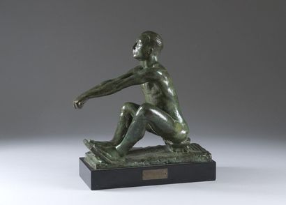null Exceptionnelle sculpture en bronze signée Géo Vindevogel et datée de 1944. Avec...