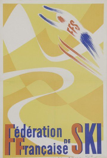 null Affiche 'Fédération Française de Ski' 1956. Dim. 40 x 59 cm. Entoilée.