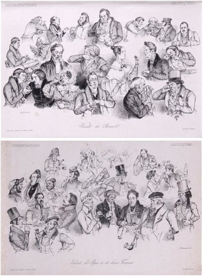 Jean Ignace Isidore Granville (1803-1847) paire de gravures représentant "Variété...