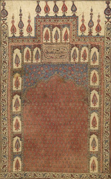 null Kalemkar, Perse ou Inde, seconde moitié du XIXe siècle, en toile de coton ecrue...