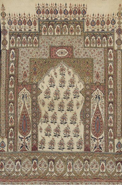 null Kalemkar, Perse ou Inde, seconde moitié du XIXe siècle, en toile de coton ecrue...
