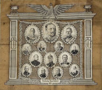 null Mouchoir de cou à la gloire de l'Etat-major allemand, 1914, toile de coton chamois...