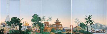 null L'Hindoustan, papier peint panoramique, Manufacture Zuber, edition moderne en...