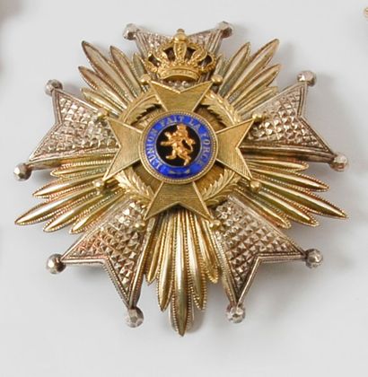 null Belgique - Ordre de Léopold - Plaque grande croix. Argent, vermeil, émail, conservé...