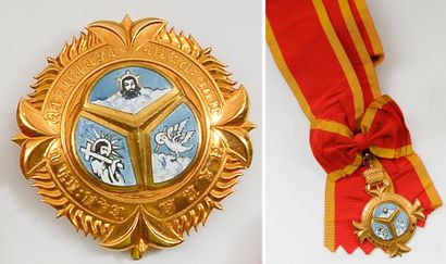 null Ethiopie - Ordre de la Sainte Trinité - Insigne et plaque. Vermeil, émail, avec...