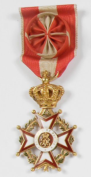 null Monaco - Ordre de Saint Charles - Croix d'officier. Or, émail, avec ruban à...