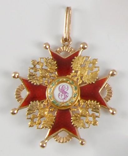 null Russie - Croix de Saint-Stanislas de 3ème classe à titre civil. Or, émail rouge,...