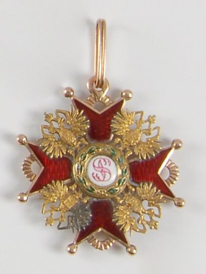 null Russie - Croix de Saint-Stanislas de 3ème classe à titre civil. Or, émail rouge,...