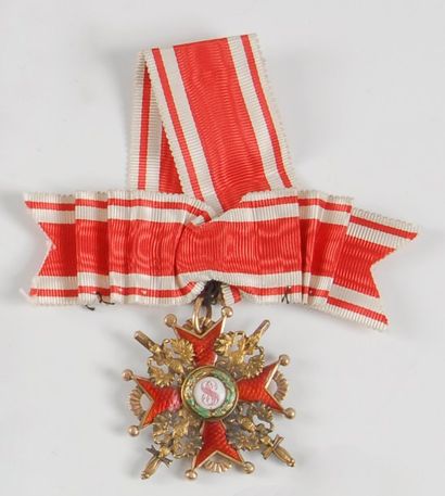 null Russie - Croix de Saint-Stanislas de 3ème classe à titre militaire. Or, émail...