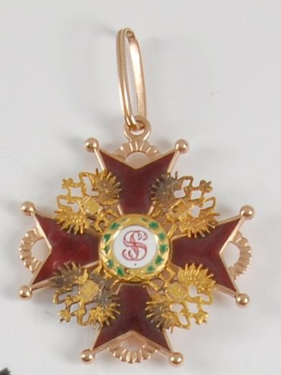 null Russie - Croix de Saint-Stanislas de 2ème classe à titre civil. Or, émail rouge,...
