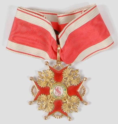 null Russie - Croix de Saint-Stanislas de 2ème classe à titre civil. Or, émail rouge,...