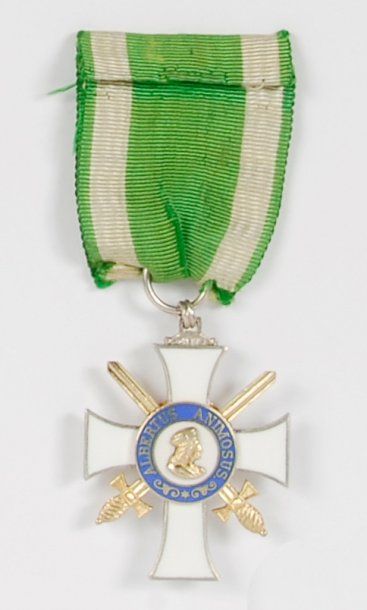 null Saxe - Ordre d'Albert le Valeureux - Croix à titre militaire. Argent, émail,...