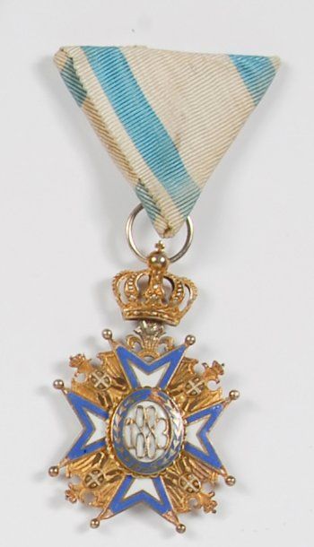 null Serbie - Yougoslavie - Ordre de Saint-Sava - Croix de 4ème classe Vermeil, émail,...