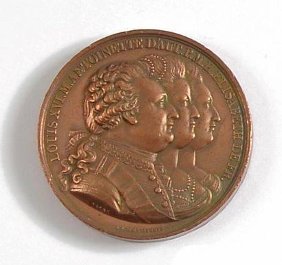null Louis XVI, roi de France. Médaille en bronze, signée Barré, à l'effigie d'un...