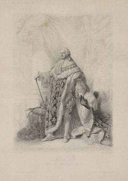 null Louis XVI, roi de France. Gravure de Nargeot représentant le roi en tenue du...