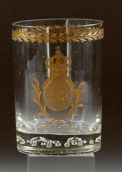 null Verre en cristal gravé aux armes de la Famille royale de Wurtemberg, à décor...