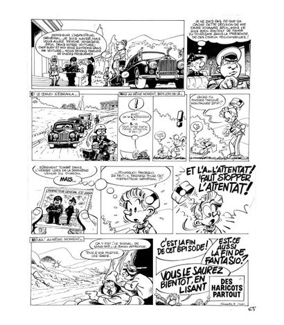 FOURNIER spirou et fantasio. KODO LE TYRAN. Planche de fin pour cette 28ème aventure...