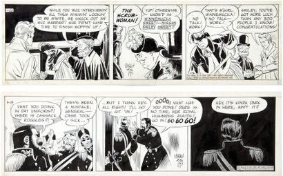 TUFTS Casey Ruggles. 2 PLANCHES. Encre de chine pour un strip paru en 1952 - Signées...