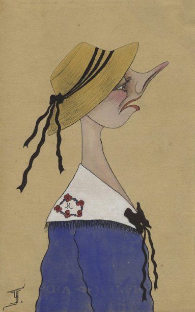 Félix, prince Youssoupoff (1887-1967). Caricature représentant une femme de profil....