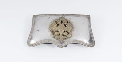 null Giberne d'officier de cavalerie, modèle 1889, coffret en métal argenté, appliqué...
