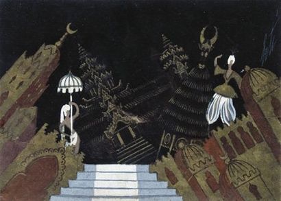 DE TIRTOFF Romain dit Erté (1892-1990). Projet d'un décor de théâtre : « Voyage autour...