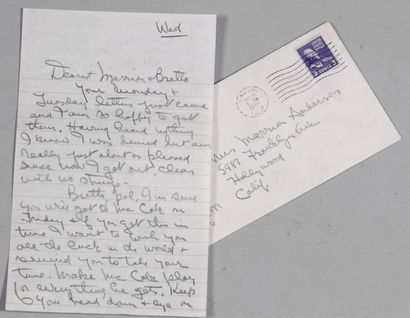null Lettre manuscrite et son enveloppe envoyée en aôut 1949 par Bill Tilden à Marrion...