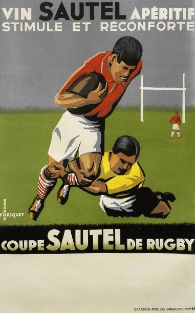 null Affiche coupe Sautel de rugby signée Bonnard- Fresquet. Création des ateliers...