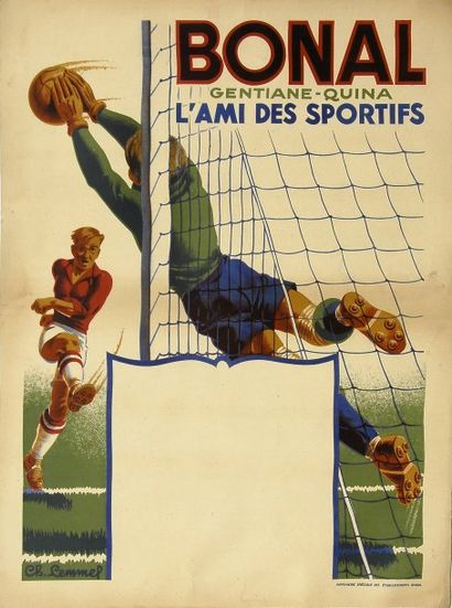 null Affiche passe partout Bonal. «L'ami des sportifs». Signée CH. Lemmel. Vers 1930....