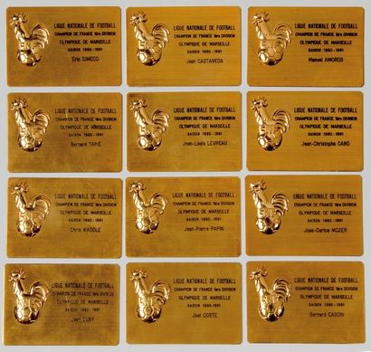 null Ensemble de 14 plaques commémoratives de la ligue Nationale de Football attribuées...