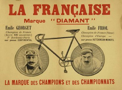 null Affichette. «La Française» marque Diamant représentant Emile Georget et Emile...