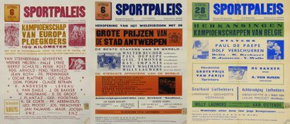 null Affiches de réunions cyclistes au Sport Paleis d'Anvers en 1957-1958 et 1960....