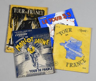 null Lot de 4 livres sur le Tour de France 1936-1949- 1952 et 1953. En l'état.