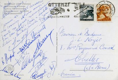 null Carte postale originale envoyée par Jeanine Anquetil lors du Giro 1961. On y...