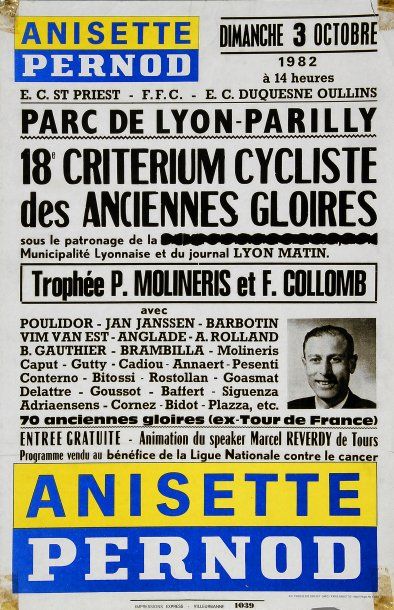 null Affiche du XVIIIe Criterium Cycliste des anciennes gloires au Parc de Lyon,...