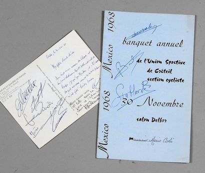 null Menu de l'Union Sportive de Creteil pour le palmarès 1968 avec les signatures...
