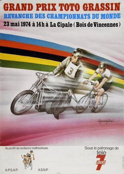 null Affiche du Grand Prix Toto Grassin le 23 mai 1974 à la Cipale. Illustrée par...