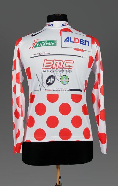 null Maillot à pois du Tour de Picardie 2008 porté et dédicacé par Alexandre Moos,...