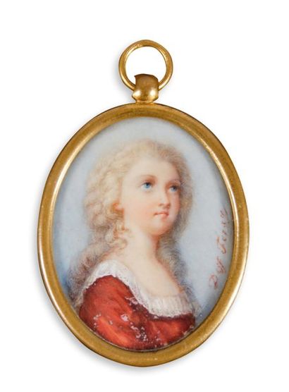 null Madame Royale, portrait miniature sur ivoire signé en bas à droite, conservée...
