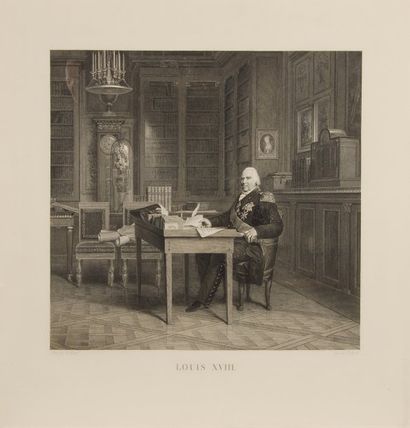 null Louis XVIII, roi de France. Gravure de F. Girard d'après un portrait de F. Gérard,...