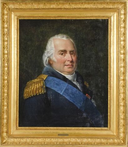 Ecole française début du XIXe siècle. Portrait de Louis XVIII, roi de France. Huile...