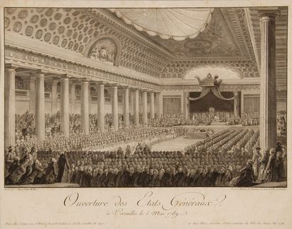 null Ouverture des états généraux à Versailles le 5 mai 1789. Gravure encadrée de...
