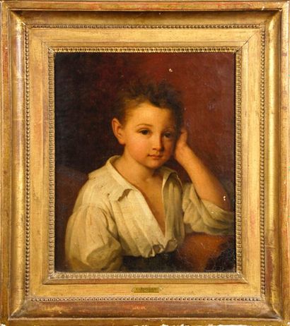Ecole FRANCAISE du XIXe siècle Portrait de jeune garçon. Huile sur toile Monogrammé...