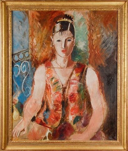 Charles DUFRESNE (1876-1938) Portrait de femme Huile sur toile signée en bas vers...