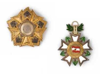 null Ordre du Cèdre (Liban) - Ensemble de grand-croix comprenant la plaque en vermeil...